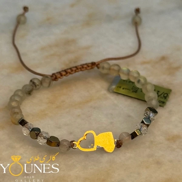 دستبند  دو قلب پر و خالی طلا لیزری